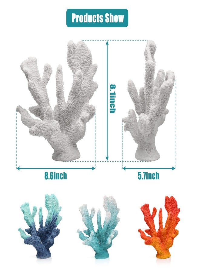 Accessoryway Turquoise Shades Artificial Beach Coral Coastal Decor Resin Coral Statue Nautical Decorations Hawaiian Beach Home Bedroom Party centerpieces for Tables-8.2" - Image 4